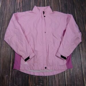 Adidas Windbreaker Jacket Mens Medium Pink ClimaProof Mesh Lined Full Zip